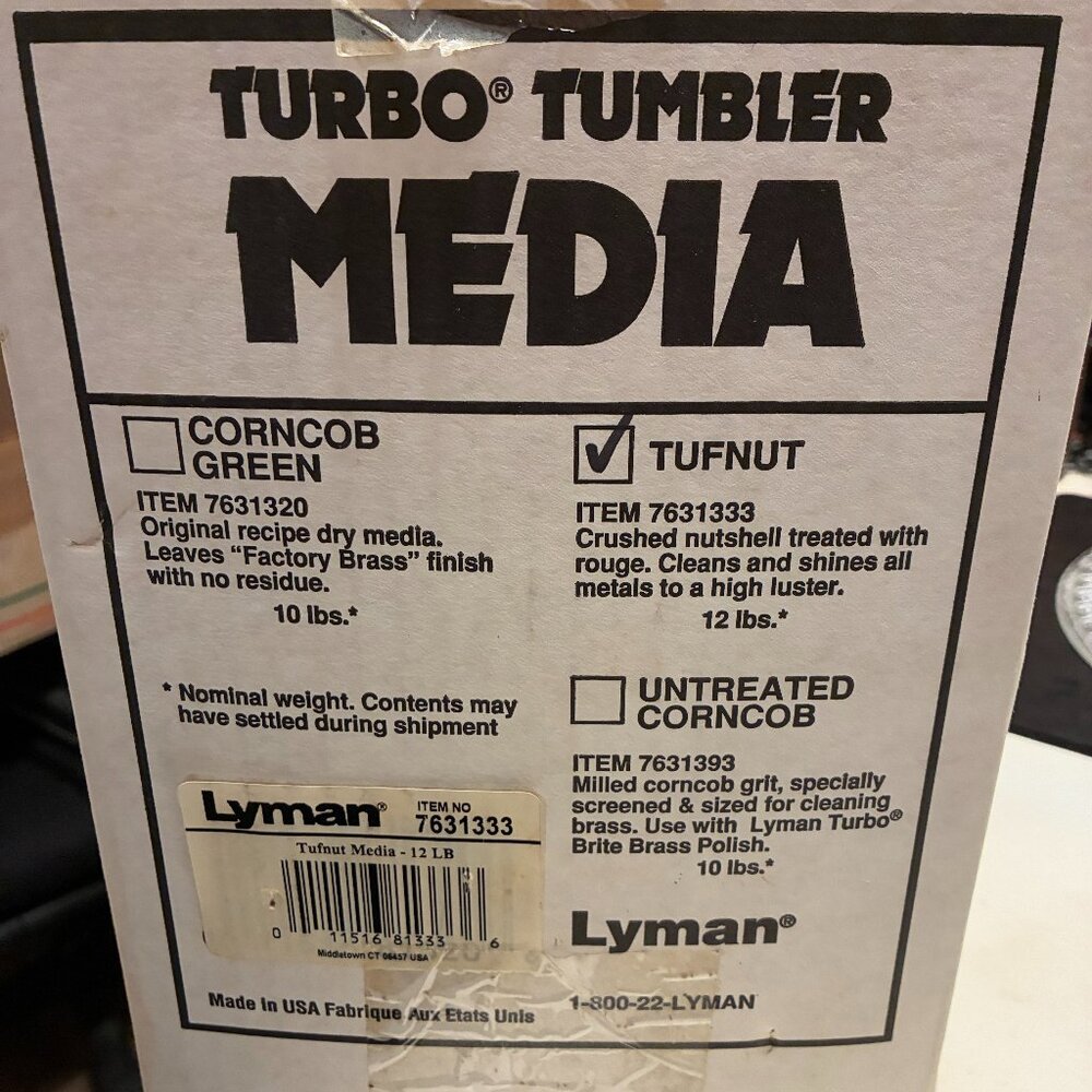 Lyman Reloading Tumbler Cleaning Media Tufnut Walnut 12lb Box 7631333